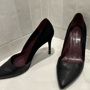 Etienne Aigner black suede heels